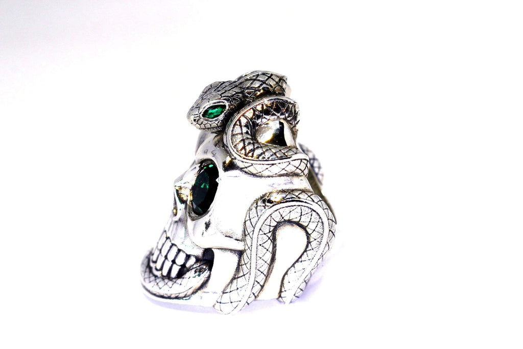 Snake Eyes Skull And Snake ring-Ring-AJT Jewellery 