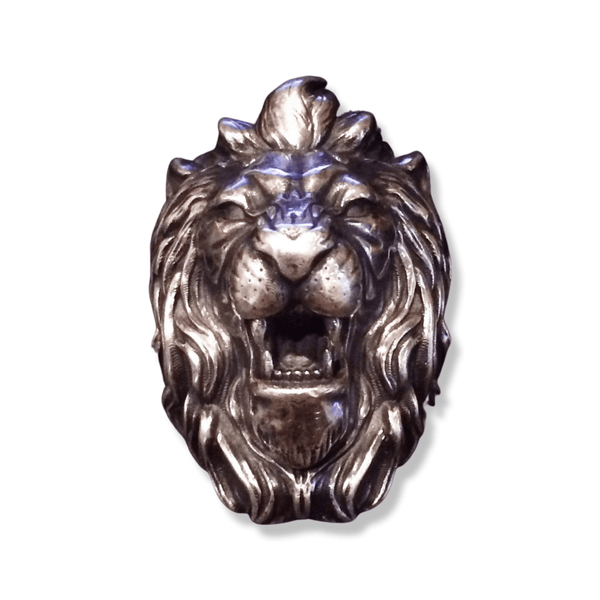 Sterling Silver Angry Lion Ring | Mens Roaring Lion Head Ring-Ring-AJT Jewellery 