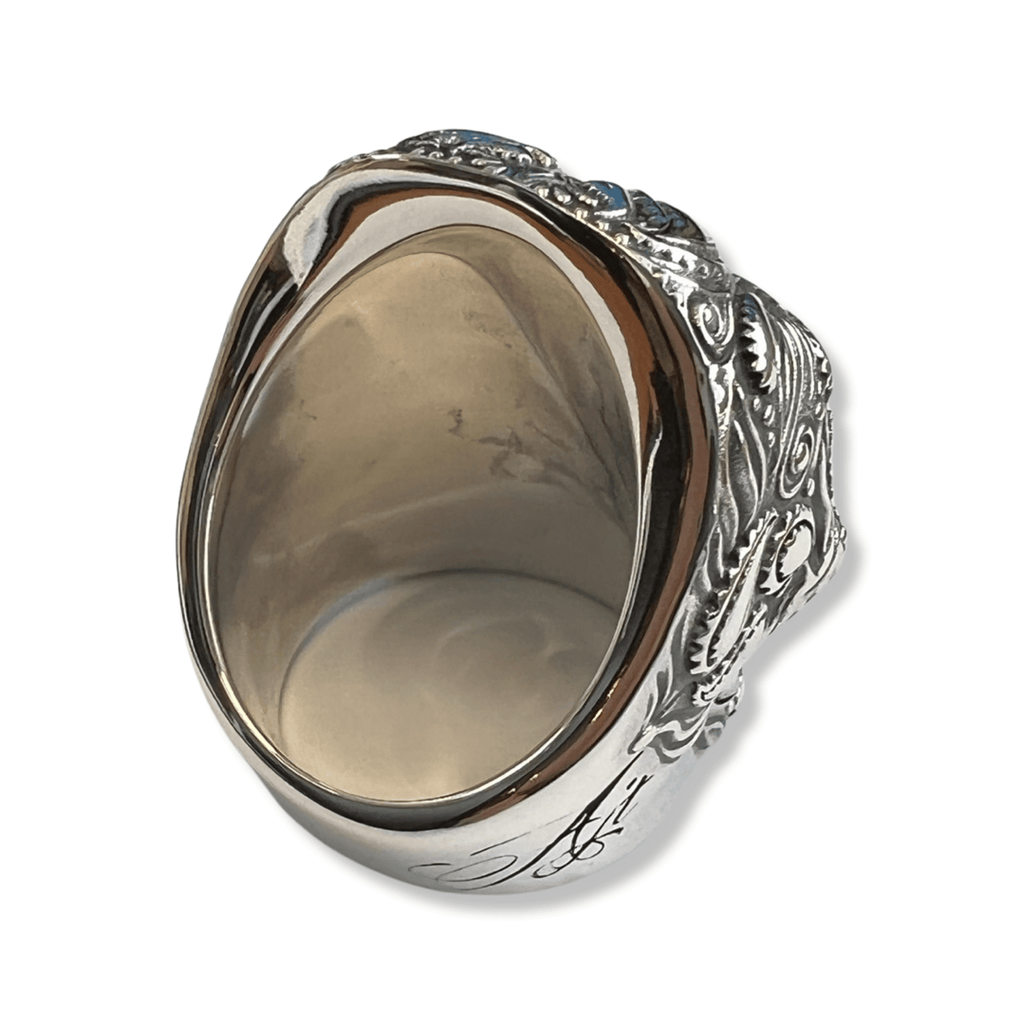 Bandana Skull Ring With Ruby Gemstone-Ring-AJT Jewellery 