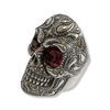 Bandana Skull Ring with Ruby Gemstone | Sterling Silver Biker Skull Ring-Ring-AJT Jewellery 