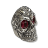 Bandana Skull Ring with Ruby Gemstone | Sterling Silver Biker Skull Ring-Ring-AJT Jewellery 