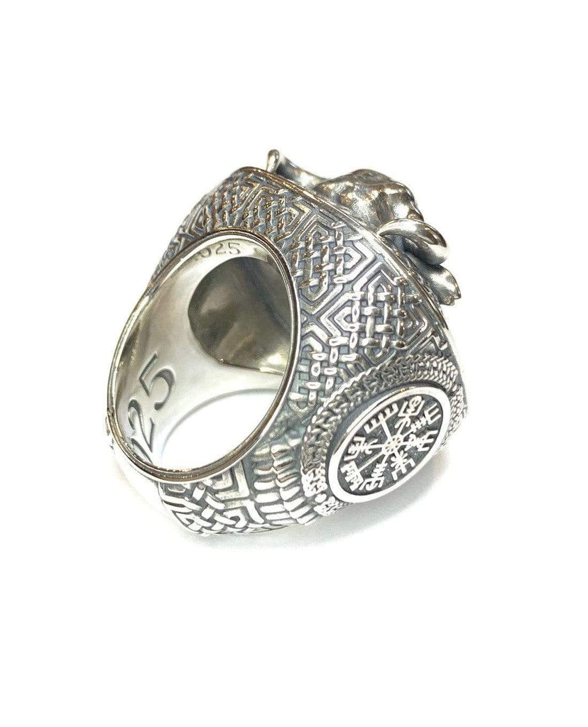 Silver Bull Viking Signet Ring-Ring-AJT Jewellery 