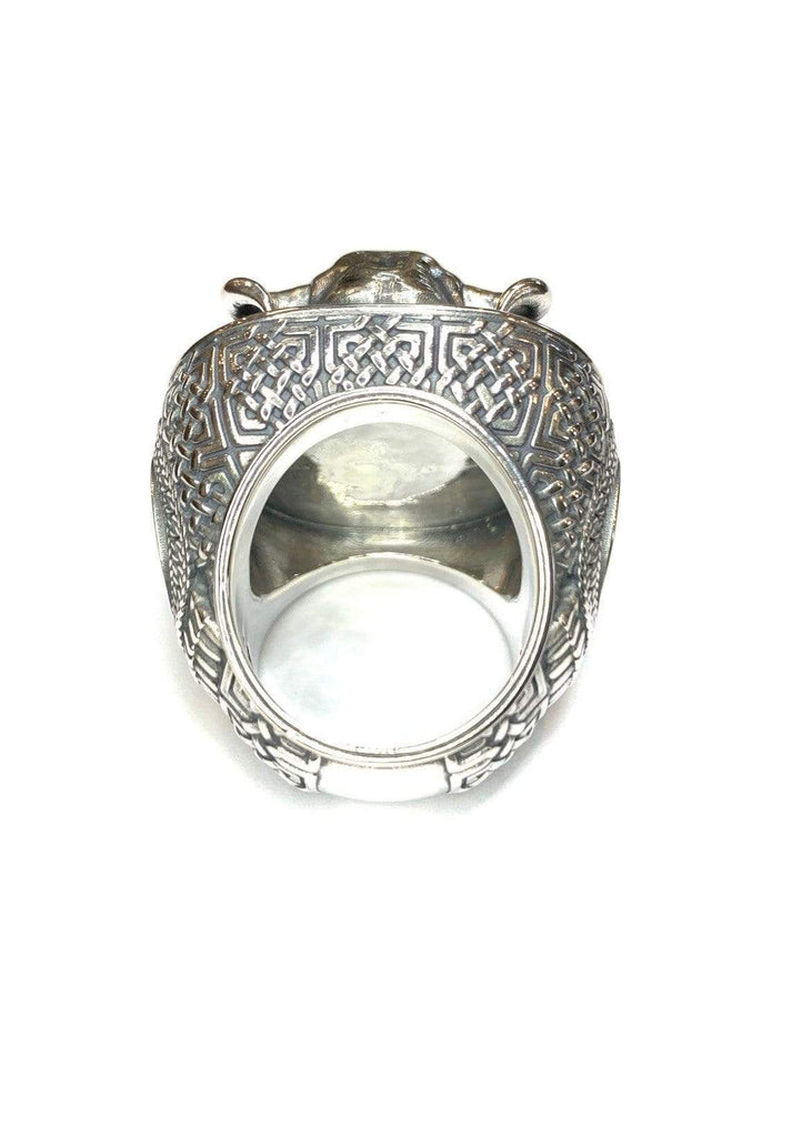 Silver Bull Viking Signet Ring-Ring-AJT Jewellery 
