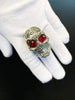 Calavera Skull Ring with Ruby Gemstones | Sterling Silver Sugar Skull Ring-Ring-AJT Jewellery 