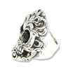 Classic Filigree Ruby Red Silver Skull Ring | Sterling Silver Mens Skull Ring-Ring-AJT Jewellery 
