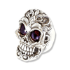 Classic Filigree Ruby Red Silver Skull Ring | Sterling Silver Mens Skull Ring-Ring-AJT Jewellery 
