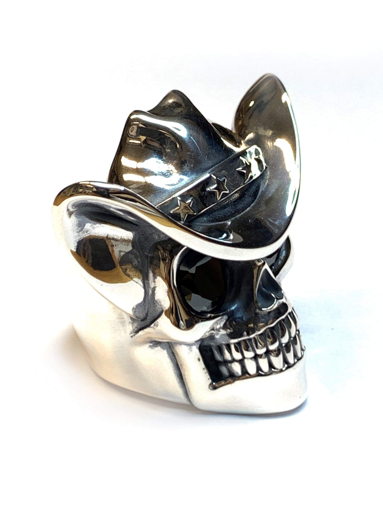 Silver Cowboy Skull Ring-Ring-AJT Jewellery 