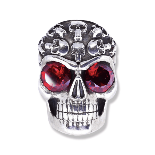 Diabolos Silver Skull Ring | Sterling Silver Multi Skull Mens Ring-Ring-AJT Jewellery 