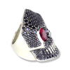 Diamante Skull Ring with Black Diamonds | Sterling Silver Iced Out Skull Ring-Ring-AJT Jewellery 