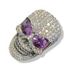 Diamanté Skull Ring with White Diamonds | Sterling Silver Iced Out Skull Ring-Ring-AJT Jewellery 