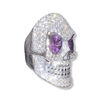Diamanté Skull Ring with White Diamonds | Sterling Silver Iced Out Skull Ring-Ring-AJT Jewellery 