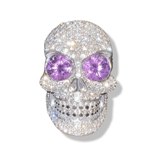 Diamanté Skull Ring with White Diamonds | Sterling Silver Iced Out Skull Ring-Ring-AJT Jewellery 