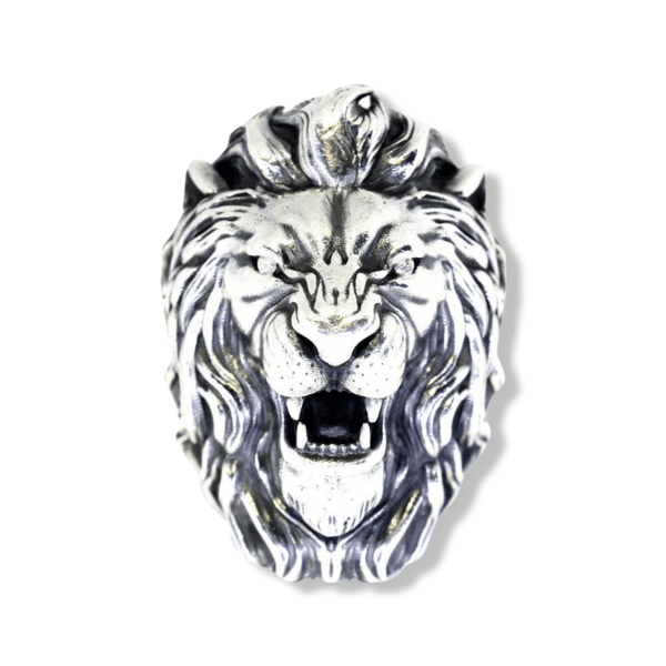 Diamond Angry Lion Head Ring-Ring-AJT Jewellery 