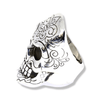 Fleur-De-Lis Silver Skull Ring | Sterling Silver Heritage Mens Skull Ring-Ring-AJT Jewellery 