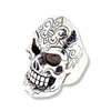 Fleur-De-Lis Silver Skull Ring | Sterling Silver Heritage Mens Skull Ring-Ring-AJT Jewellery 