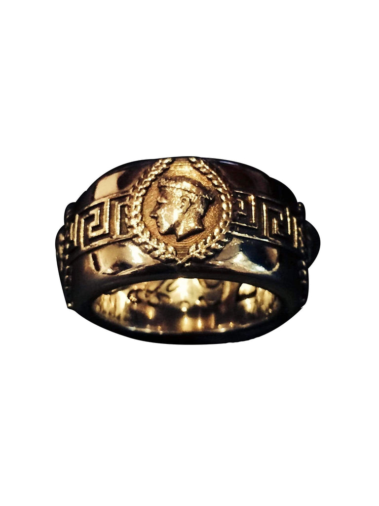 10K Yellow Gold Versace Style Mens Ring. – The Diamond Traphouse