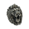 Green Emerald Angry Lion Head Ring | Sterling Silver Lion Ring with Emerald Eyes-Ring-AJT Jewellery 