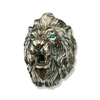 Green Emerald Angry Lion Head Ring | Sterling Silver Lion Ring with Emerald Eyes-Ring-AJT Jewellery 