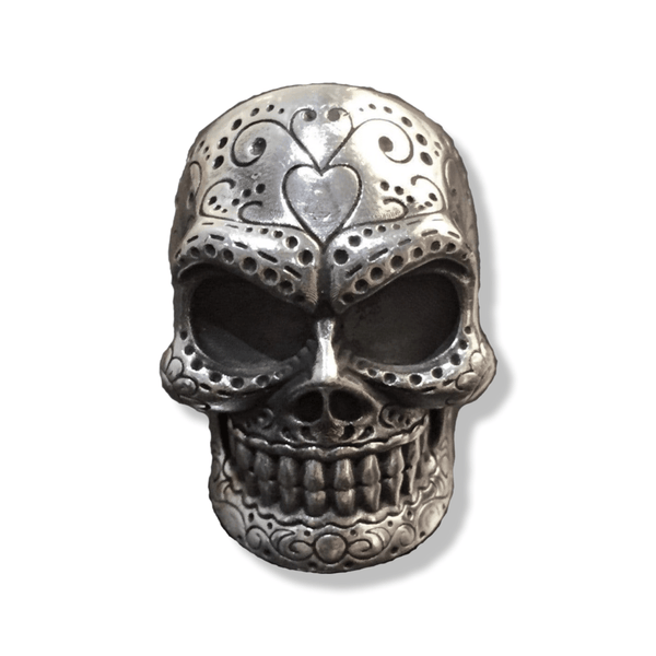 Huge Silver Sugar Skull Ring-Ring-AJT Jewellery 