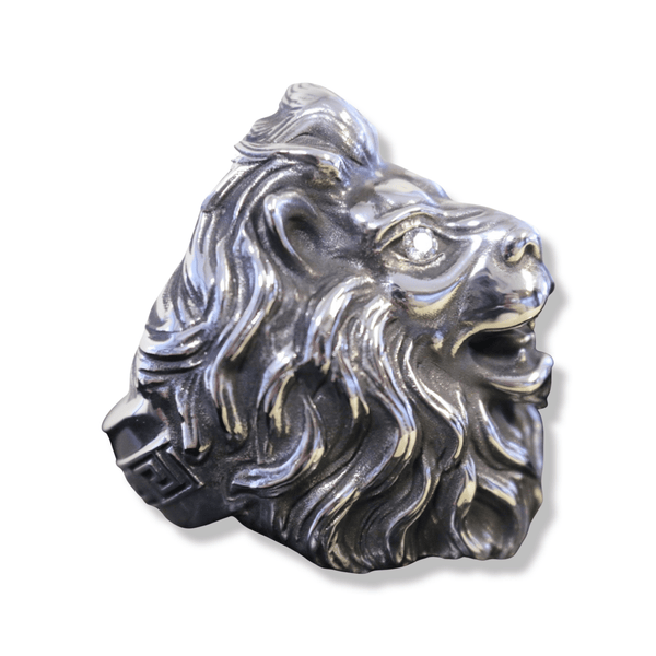 King Sterling Silver Lion Ring-Ring-AJT Jewellery 