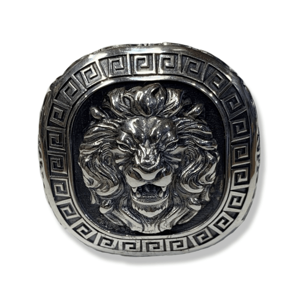 Large Silver Lion Signet Ring-Ring-AJT Jewellery 