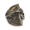 Large Skull Signet Ring | Sterling Silver Mens Baroque Skull Signet Ring-Ring-AJT Jewellery 
