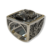 Large Skull Signet Ring | Sterling Silver Mens Baroque Skull Signet Ring-Ring-AJT Jewellery 