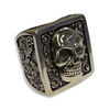 Large Skull Signet Ring | Sterling Silver Mens Baroque Skull Signet Ring-Ring-AJT Jewellery 