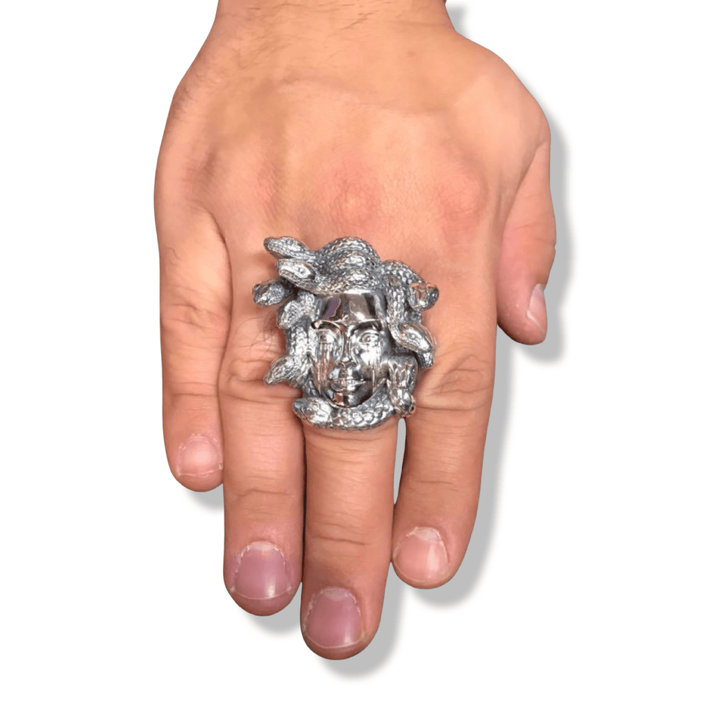 Medusa Ring Mens Sterling Silver-Ring-AJT Jewellery 