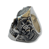 Money Beast Skull Ring | Sterling Silver Mens Dollar Sign Skull Ring-Ring-AJT Jewellery 