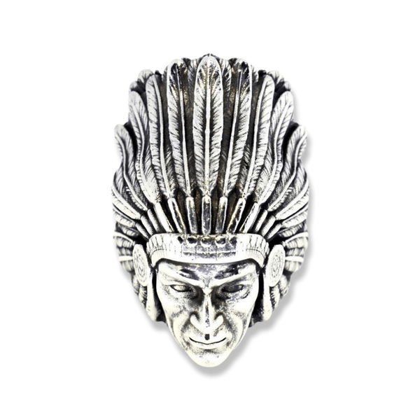 Native American Indian Large Ring | Sterling Silver Oversized Mens Heritage Ring-Ring-AJT Jewellery 