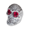 Reptilia Skull Ring with Red Gemstones | Sterling Silver Mens Serpent Skull Ring-Ring-AJT Jewellery 