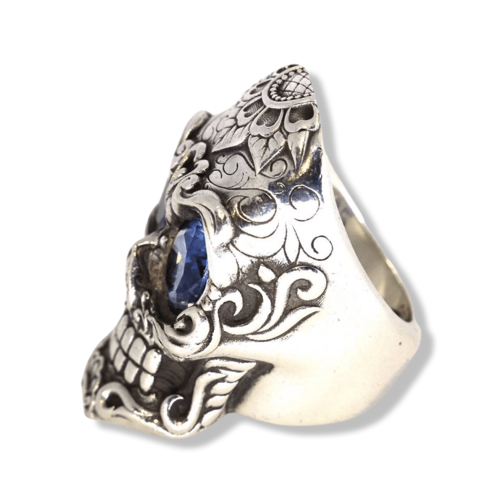 Silver Calavera Skull Ring-Ring-AJT Jewellery 