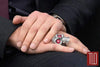 Regal Sugar Skull Ring with Ruby Eyes | Sterling Silver Schwarzenegger Skull Ring-Ring-AJT Jewellery 