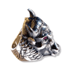 Mens Bull Head Ring | Sterling Silver Taurus Bull Ring with Ruby Eyes-Ring-AJT Jewellery 