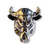 Mens Bull Head Ring | Sterling Silver Taurus Bull Ring with Ruby Eyes-Ring-AJT Jewellery 