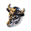 Mens Bull Head Ring | Sterling Silver Taurus Bull Ring with Ruby Eyes-Ring-AJT Jewellery 
