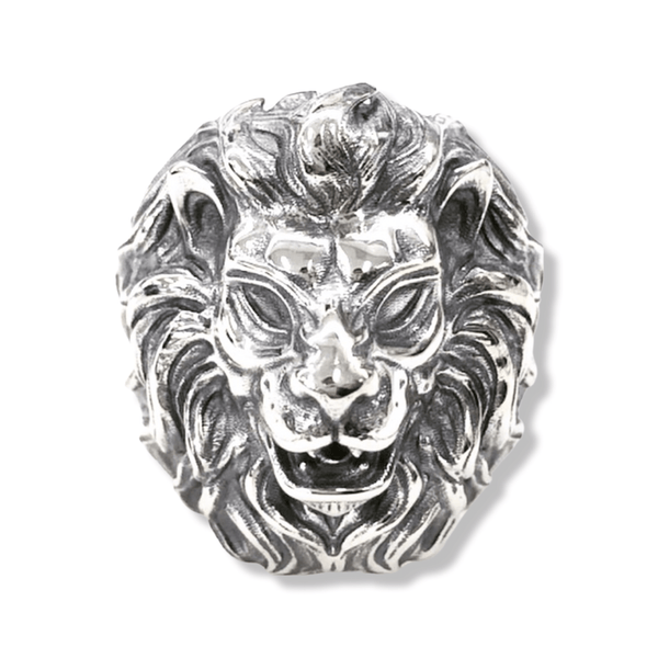 Womens Lion Head Ring | Sterling Silver Ladies Lion Head Ring-Womens-AJT Jewellery 